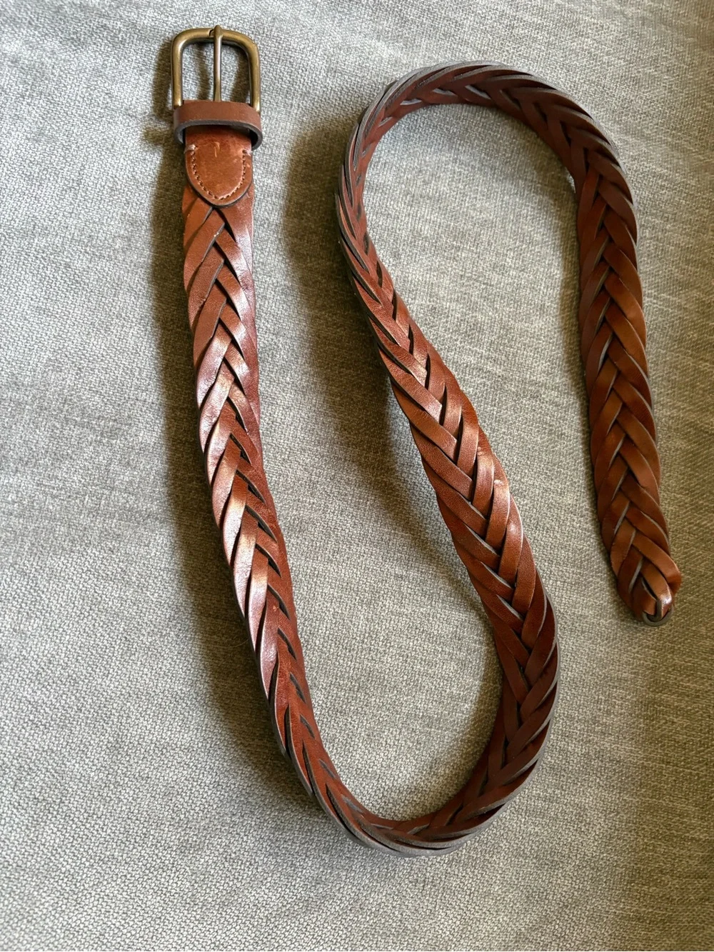 Uniqlo Brown Braided Leather Men's Belt - Classic Casual Style